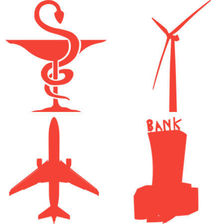 Medical sign, windmill, plane and bank combined